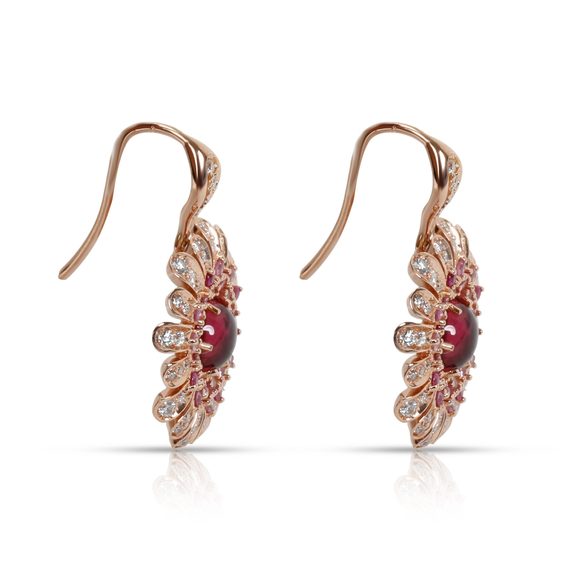 Roberto Coin Art Nouveau Floral Drop Diamond Earrings in 18K Rose Gold 0.58 CTW - Picture 2 of 3